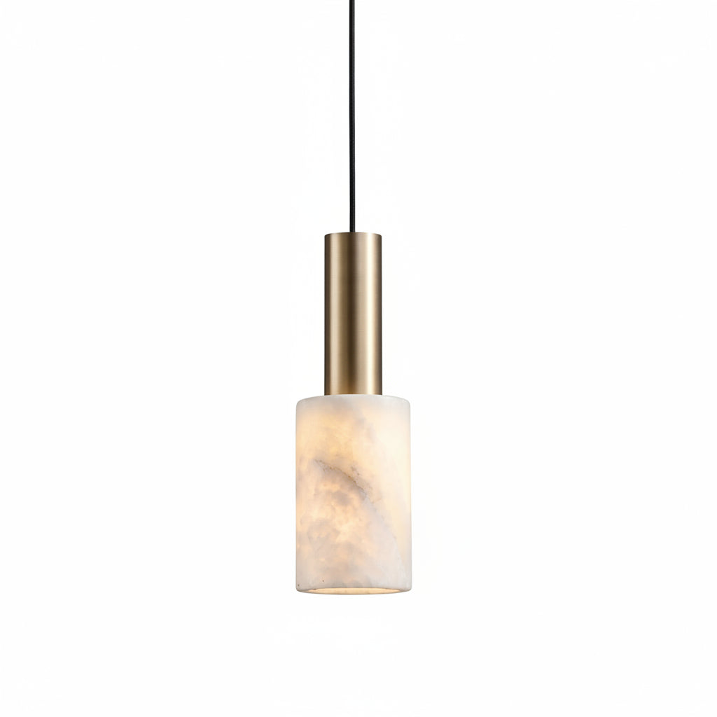 Cylinder Pendant Light in alabaster for Kitchen Island by AUVIELIGHT