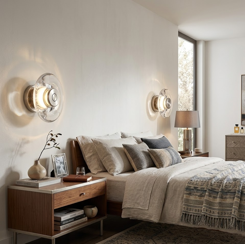 Disc Wall Sconce in crystal for Hallway by AUVIELIGHT