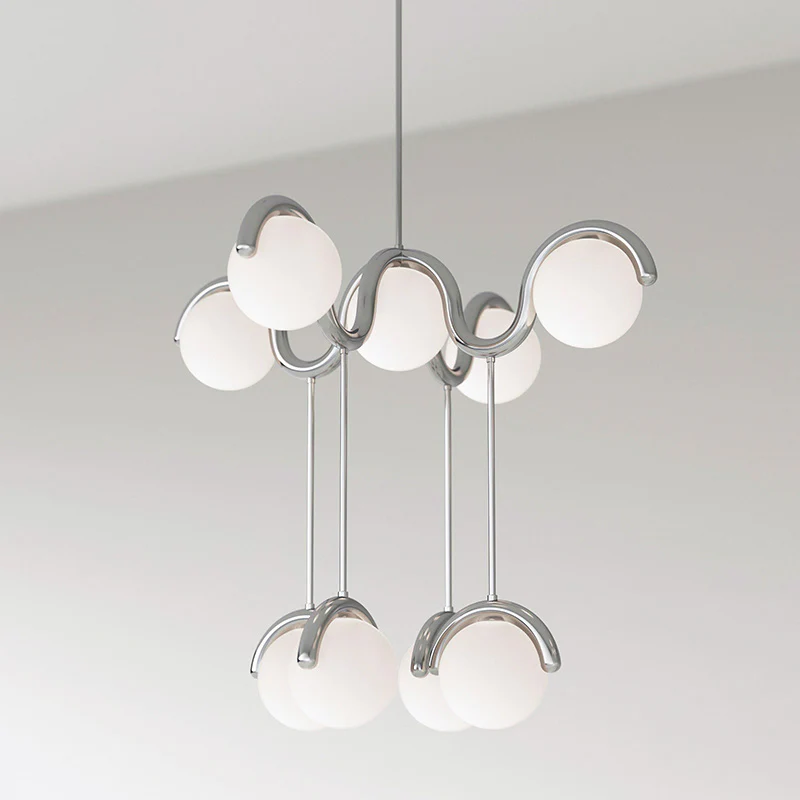 Lenox Clarke Chandelier for Dining Room by AUVIELIGHT, 5+4 heads: D 43″ x H 45.3″ / D 109cm x H 115cm / Silver