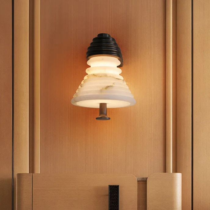 Strata Ribbed Wall Sconce in alabaster for Hallway by AUVIELIGHT