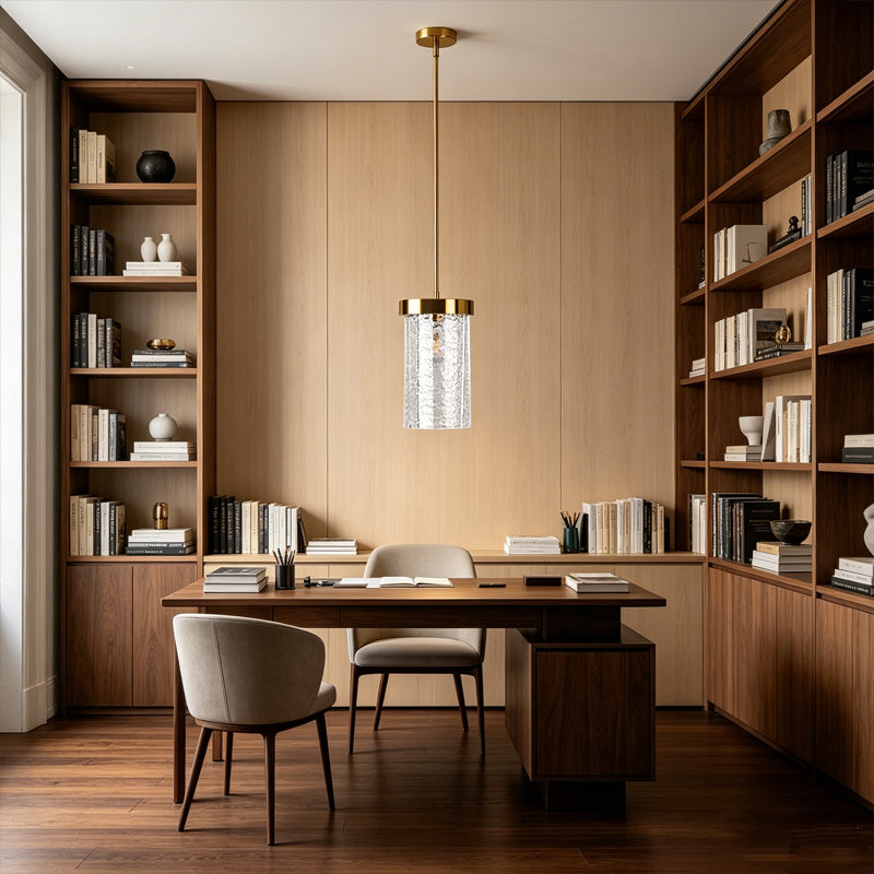 Cylinder Pendant Light in textured glass for Kitchen Island by AUVIELIGHT