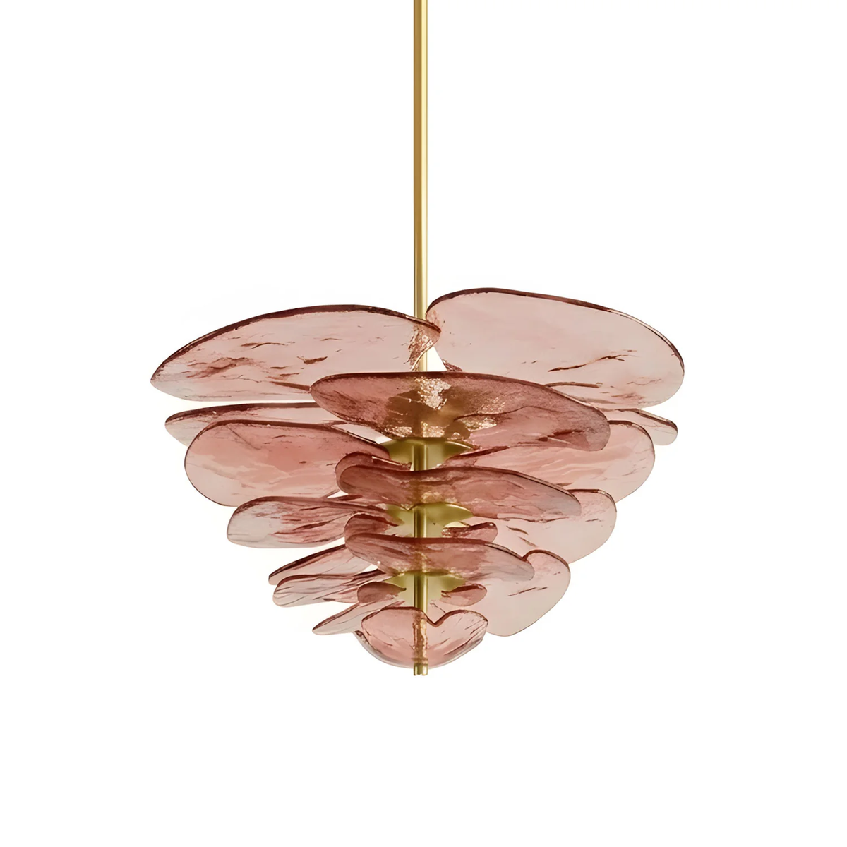 Lotus Leaf Chandelier for Dining Room by AUVIELIGHT, 4 layers Dia 82cm x H 37cm / Dia 32.3″ x H 14.6″ / Pink