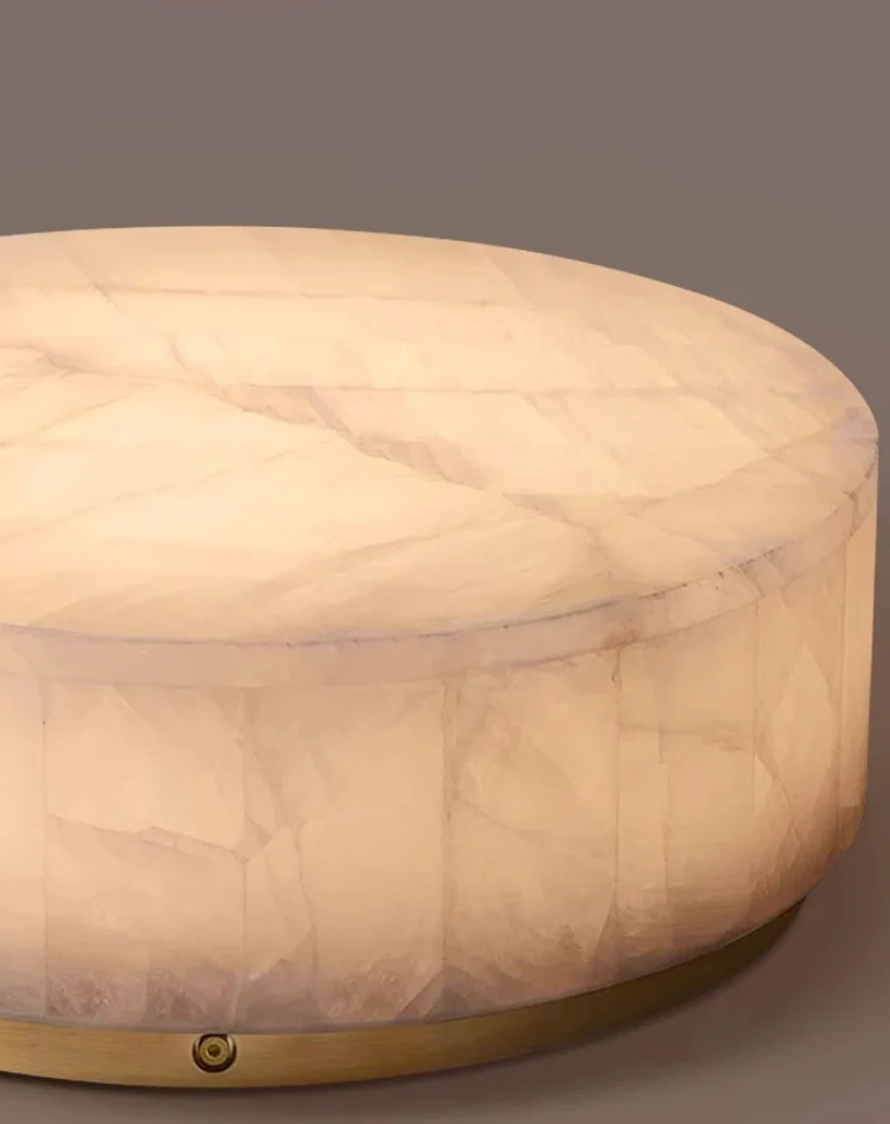 Round Flush Mount in alabaster for Low Ceilings by AUVIELIGHT