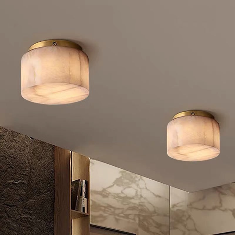 Round Flush Mount in alabaster for Low Ceilings by AUVIELIGHT