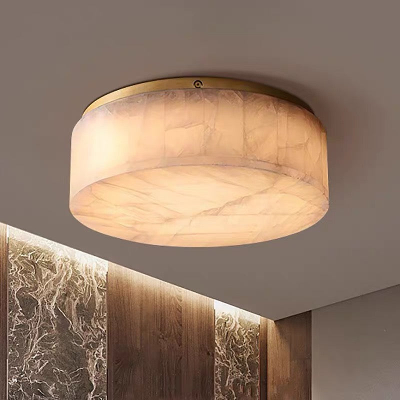 Round Flush Mount in alabaster for Low Ceilings by AUVIELIGHT