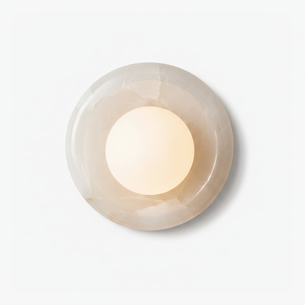 Round Wall Sconce in natural stone for Hallway by AUVIELIGHT