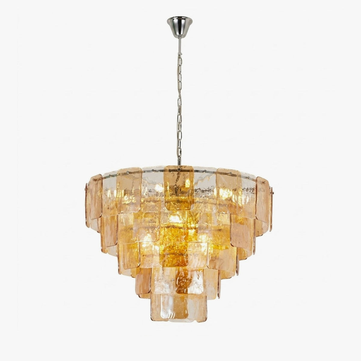 Tile Rectangular Chandelier for Dining Room by AUVIELIGHT, Dia 80cm x H 58cm / ∅ 31.5″ x H 22.8″ / Amber & Nickel
