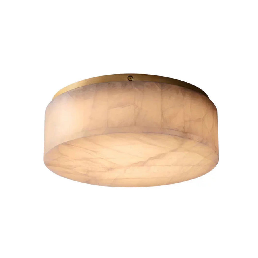 Round Flush Mount in alabaster for Low Ceilings by AUVIELIGHT, Dia 41cm × H25cm / Ø16.1" × H9.8" / Gold & White / Warm Light and 3 other sizes