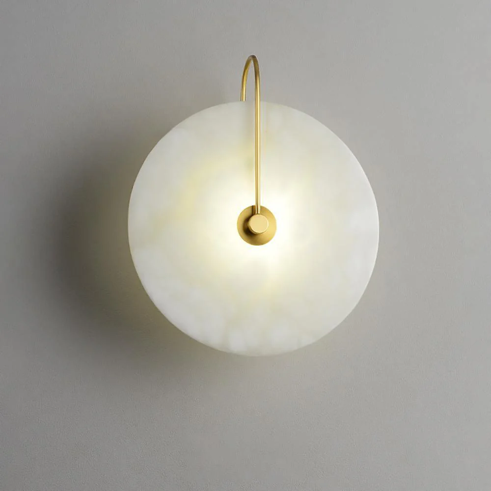 Disc Wall Sconce in alabaster for Hallway by AUVIELIGHT