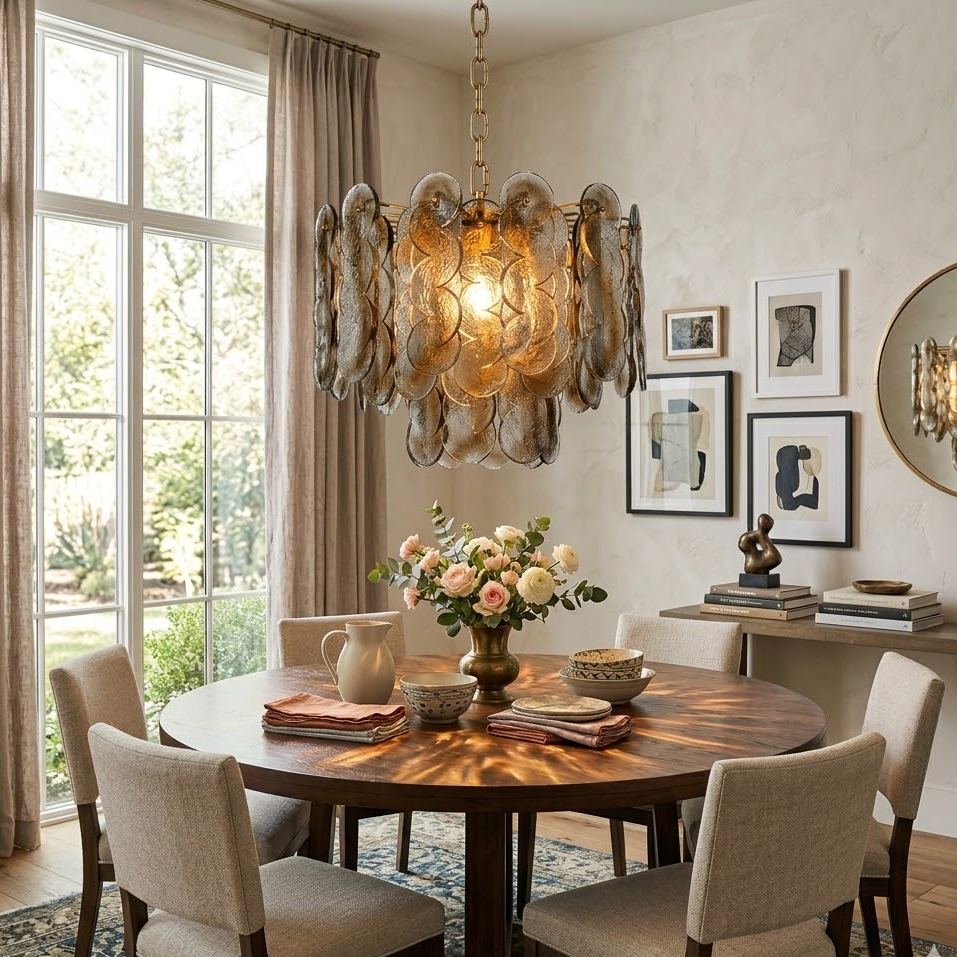 Interlocking Disc Chandelier for Dining Room by AUVIELIGHT