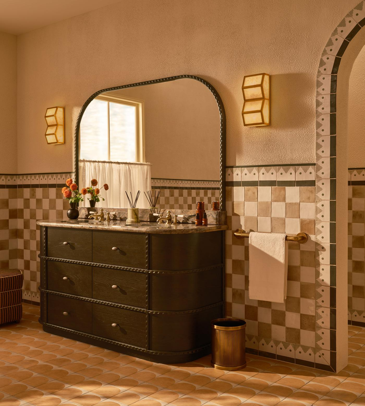 Cascade Rectangular Wall Sconce in alabaster for Hallway by AUVIELIGHT