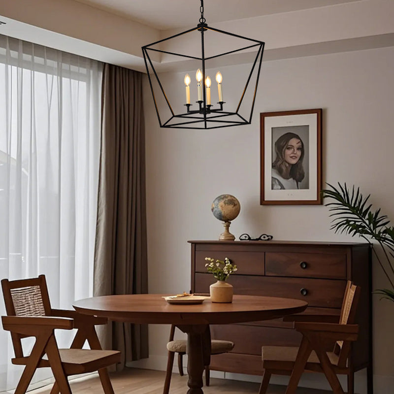Geometric Cage Chandelier for Dining Room by AUVIELIGHT