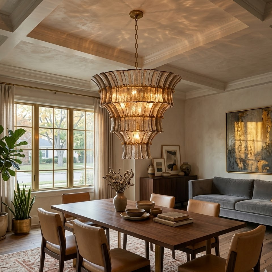 Vesper Tiered Chandelier in glass for Dining Room by AUVIELIGHT