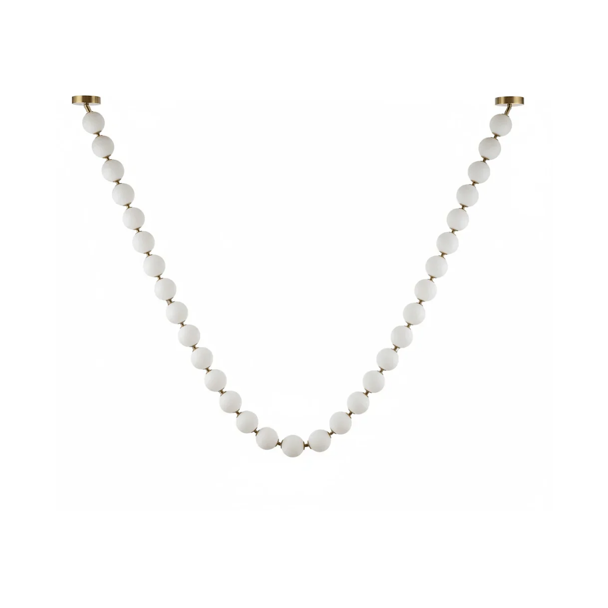 Pearl Necklace Chandelier for Dining Room by AUVIELIGHT, 1 Chain 23Balls Size: L 330cm / L 129.9″ / Gold & White / Warm Light
