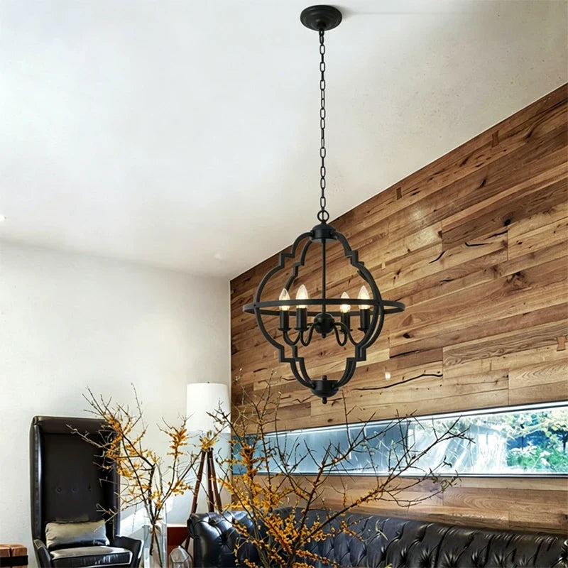 4-Light Quatrefoil Cage Chandelier for Dining Room by AUVIELIGHT