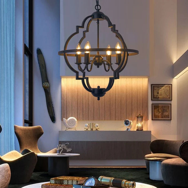4-Light Quatrefoil Cage Chandelier for Dining Room by AUVIELIGHT