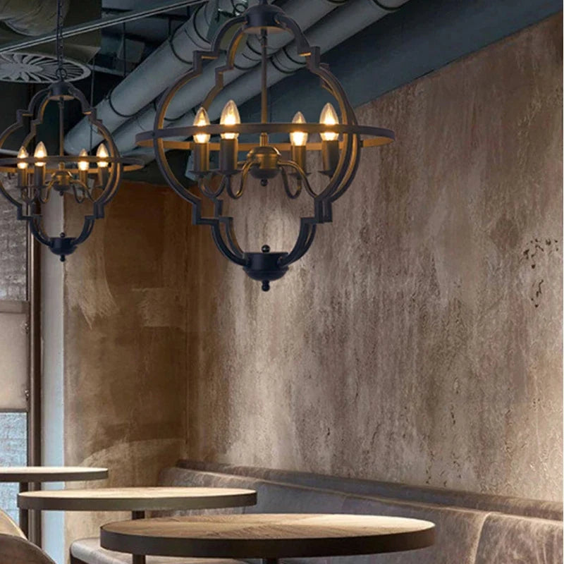 4-Light Quatrefoil Cage Chandelier for Dining Room by AUVIELIGHT