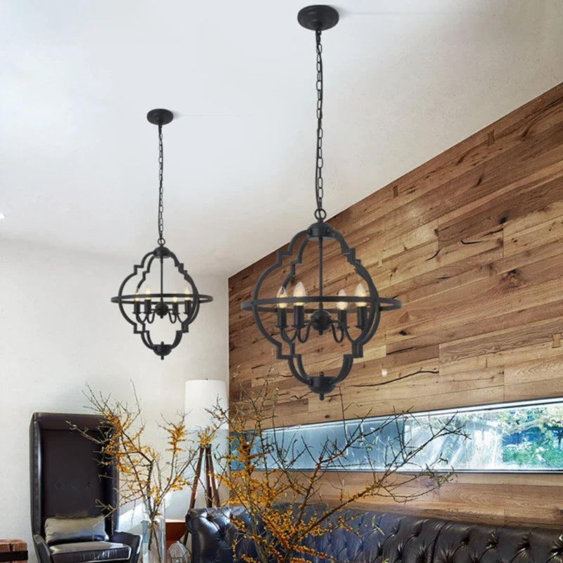 4-Light Quatrefoil Cage Chandelier for Dining Room by AUVIELIGHT