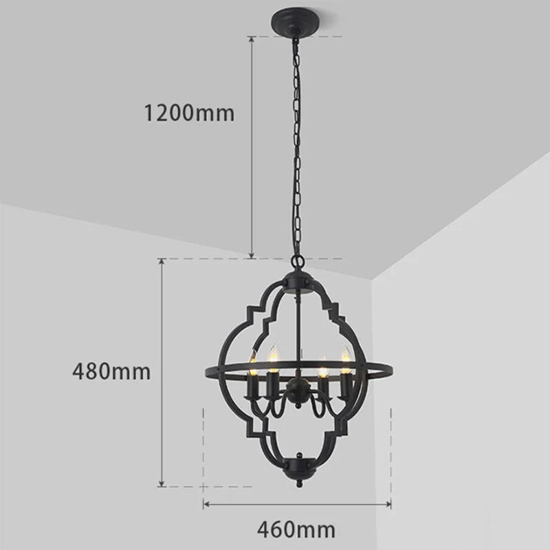 4-Light Quatrefoil Cage Chandelier for Dining Room by AUVIELIGHT