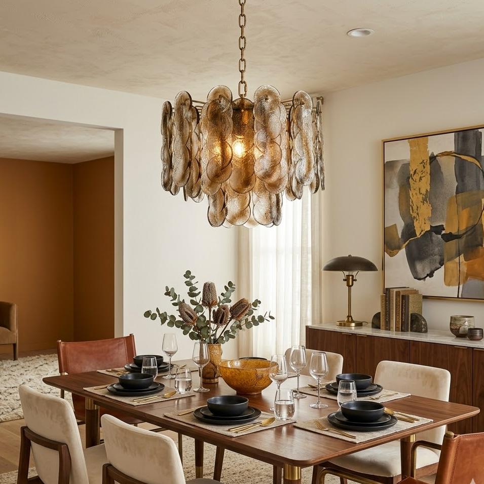 Interlocking Disc Chandelier for Dining Room by AUVIELIGHT