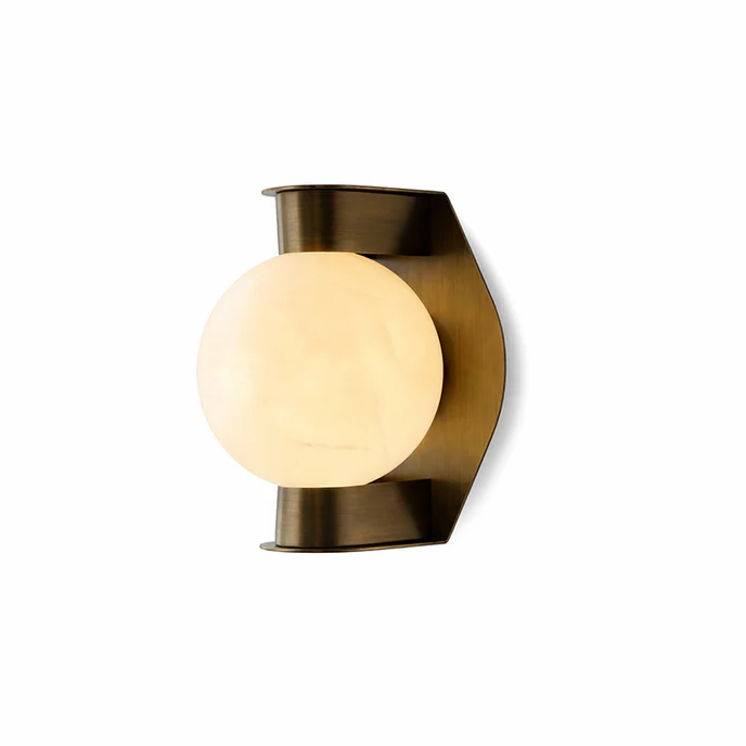 Spherical Wall Light in alabaster for Hallway by AUVIELIGHT