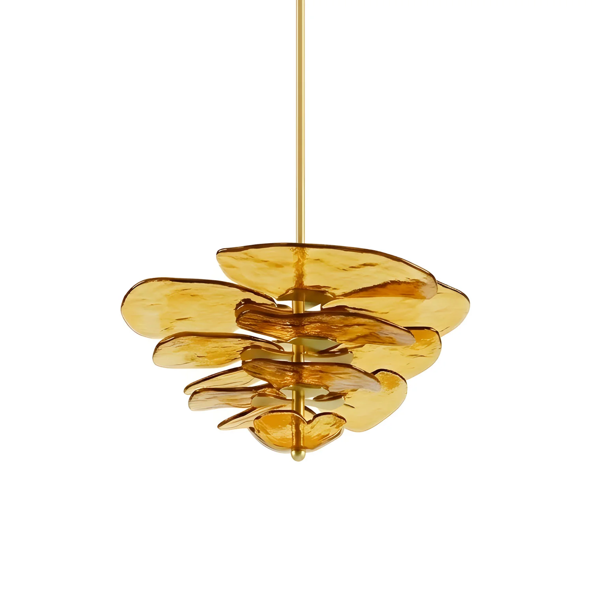 Lotus Leaf Chandelier for Dining Room by AUVIELIGHT, 3 layers Dia 67cm x H 29cm / Dia 26.4″x H 11.4″ / Amber