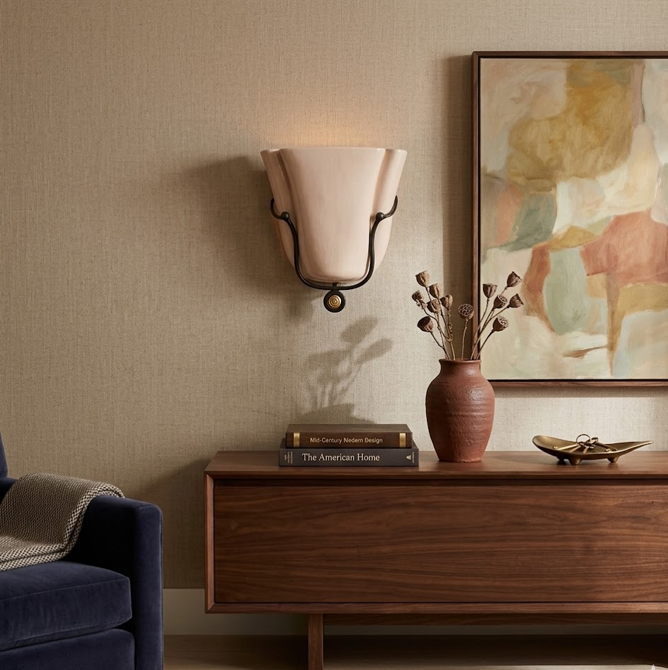 Tulip Wall Sconce in ceramic for Hallway by AUVIELIGHT