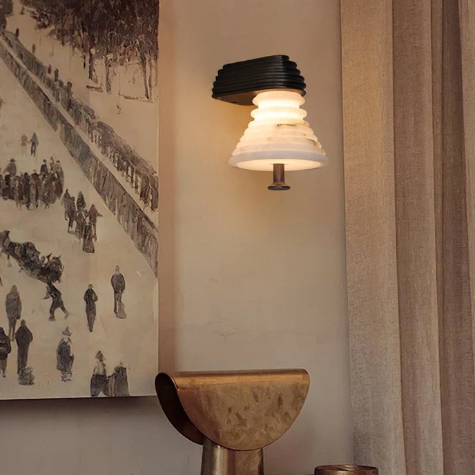 Strata Ribbed Wall Sconce in alabaster for Hallway by AUVIELIGHT