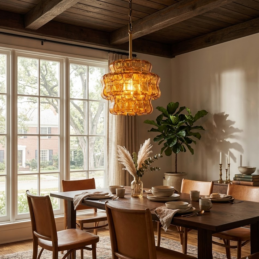 Ribbon Pendant Light in glass for Kitchen Island by AUVIELIGHT