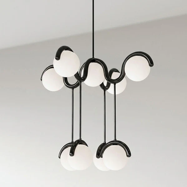 Lenox Clarke Chandelier for Dining Room by AUVIELIGHT, 5+4 heads: D 43″ x H 45.3″ / D 109cm x H 115cm / Black