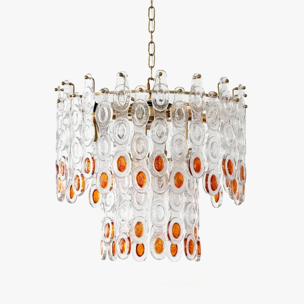 Link Geometric Chandelier for Dining Room by AUVIELIGHT, Dia 40cm x H 40cm / ∅ 15.7″ x H 15.7″ / Clear & Gold and 1 other sizes