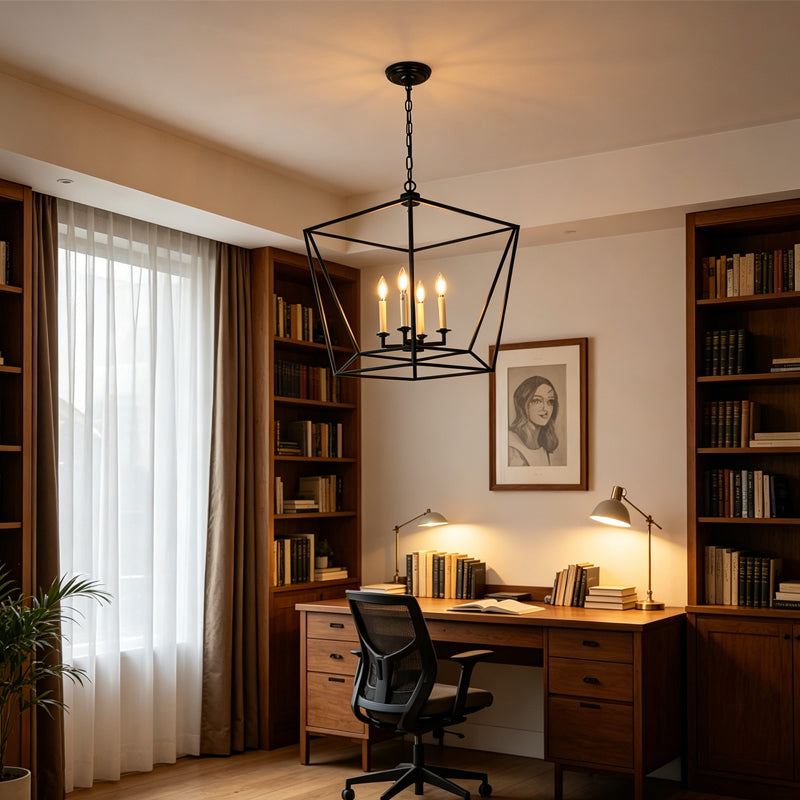 Geometric Cage Chandelier for Dining Room by AUVIELIGHT