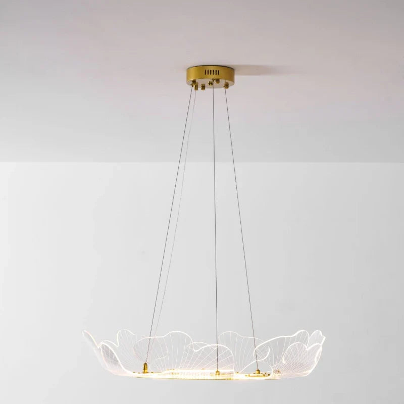 Ring Chandelier in acrylic for Dining Room by AUVIELIGHT, ∅ 42.5"xH 8.7" / Dia 108cm x H 24cm / Gold & Clear / RC Dimming and 1 other sizes