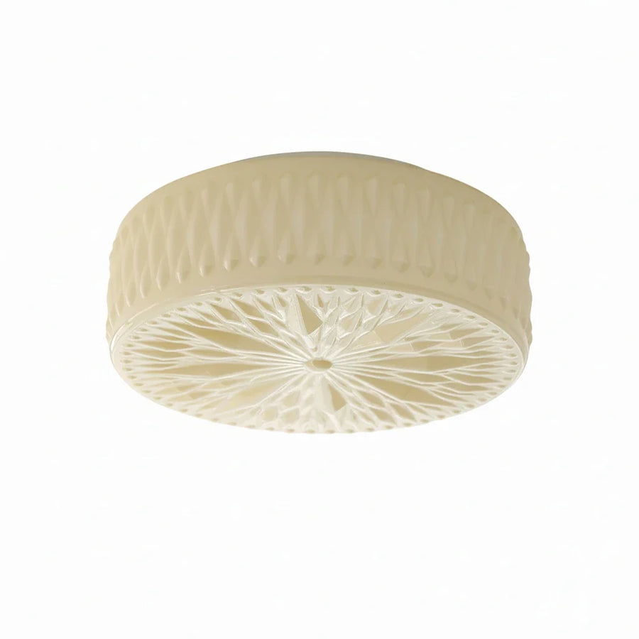 Adler Flush Mount in textured glass for Low Ceilings by AUVIELIGHT, ∅15" x H5.9"/ Dia 38cm x H15cm / Beige / Warm Light