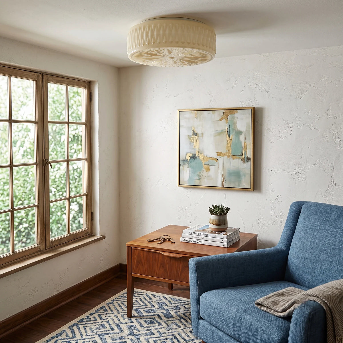 Adler Flush Mount in textured glass for Low Ceilings by AUVIELIGHT