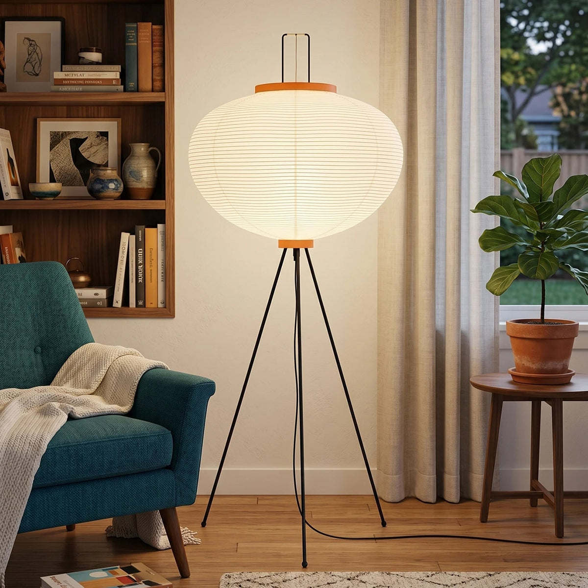 Akari 10A Floor Lamp in paper for Living Room by AUVIELIGHT