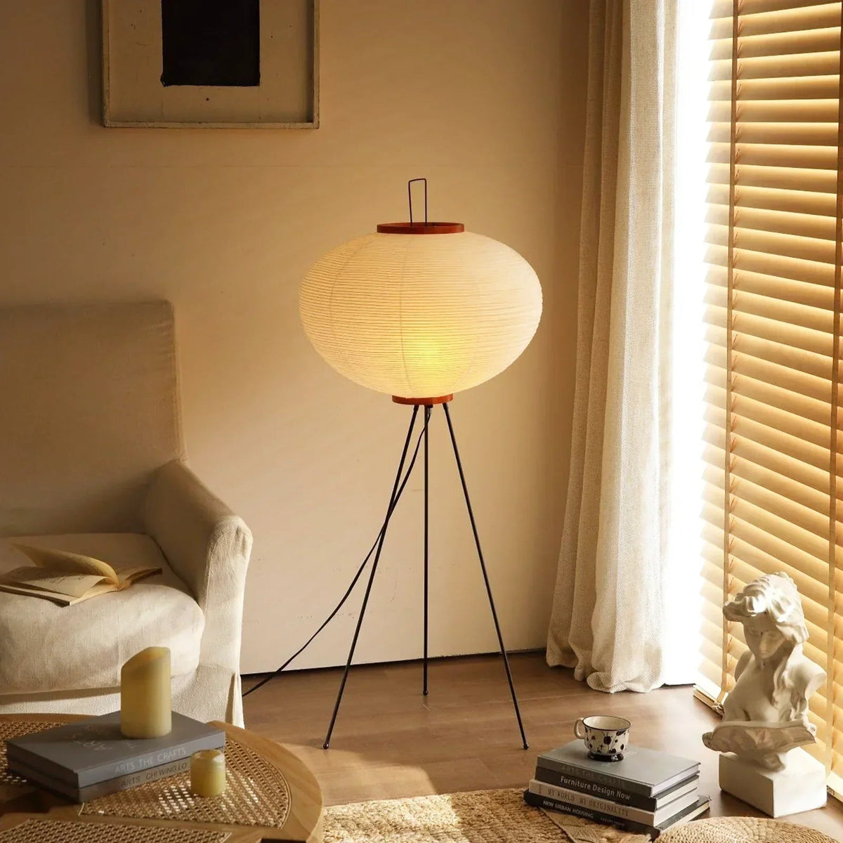 Akari 10A Floor Lamp in paper for Living Room by AUVIELIGHT