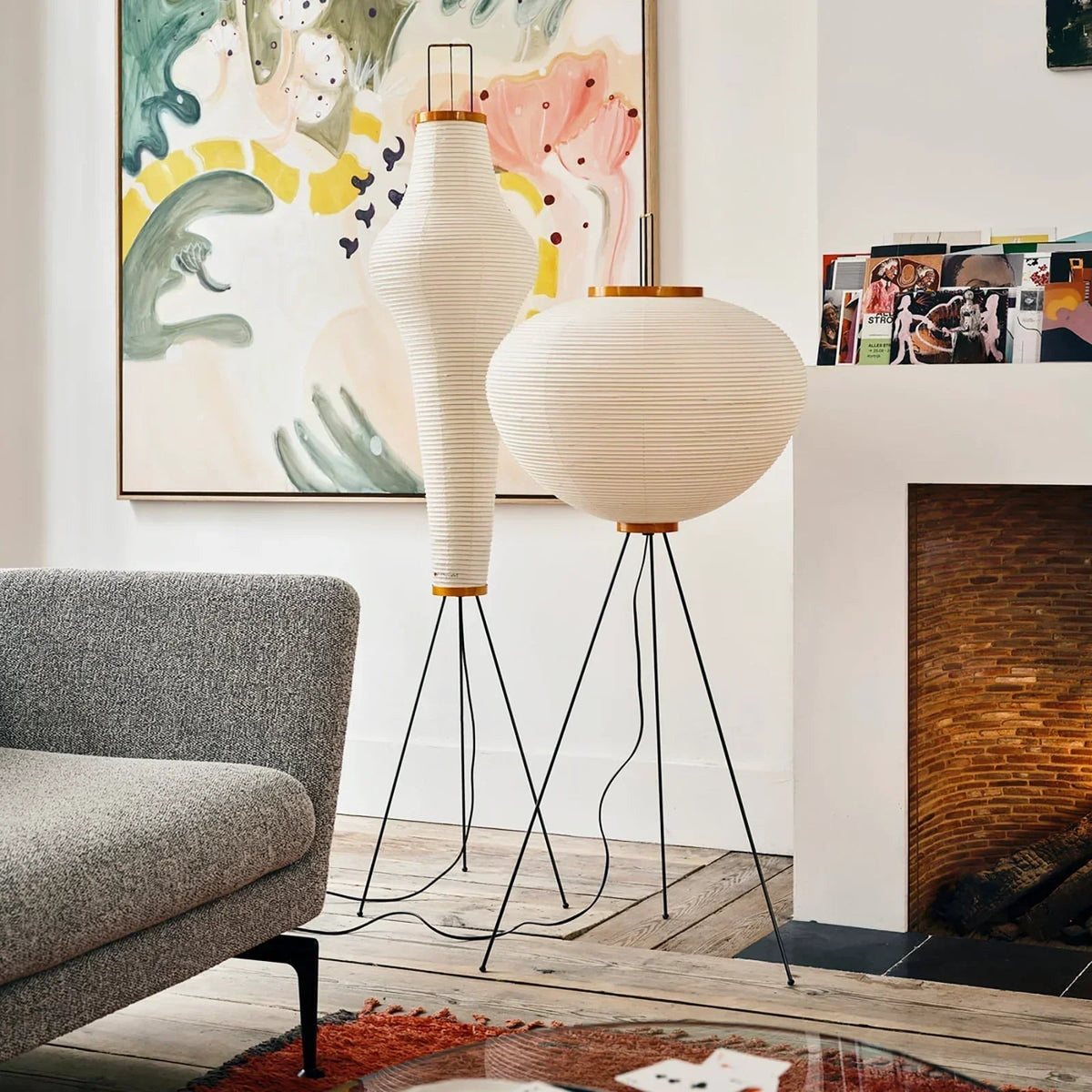 Akari 10A Floor Lamp in paper for Living Room by AUVIELIGHT