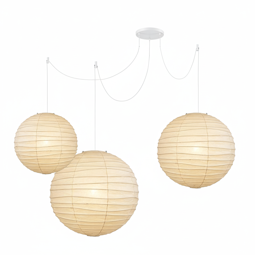Akari D Pendant Light in paper for Kitchen Island by AUVIELIGHT