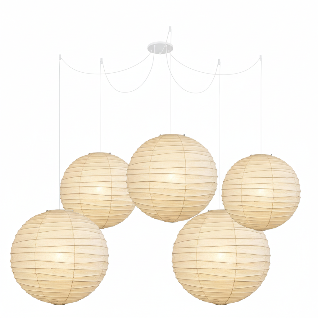 Akari D Pendant Light in paper for Kitchen Island by AUVIELIGHT