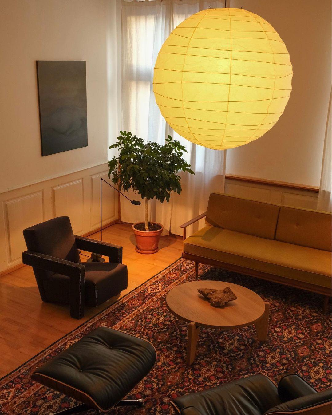 Akari D Pendant Light in paper for Kitchen Island by AUVIELIGHT