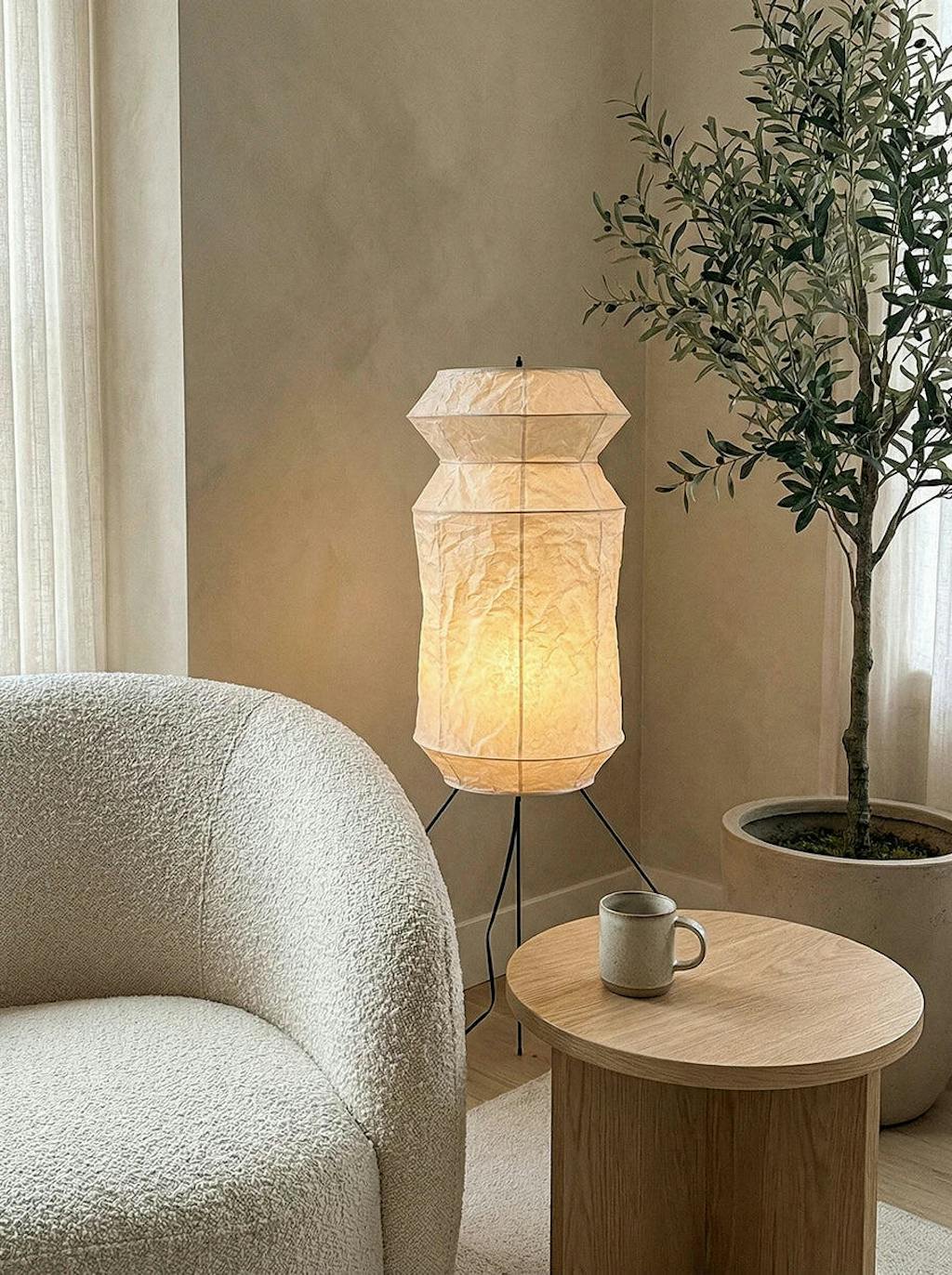 Akari UF3-L6 Floor Lamp in paper for Living Room by AUVIELIGHT