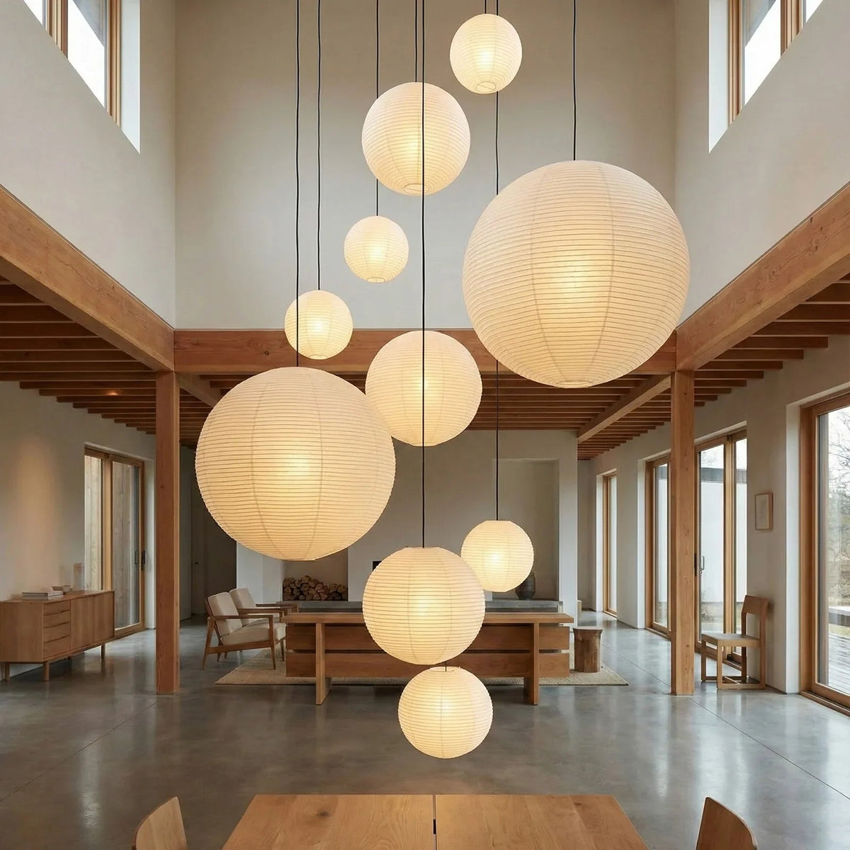 Akari A Pendant Light in paper for Kitchen Island by AUVIELIGHT