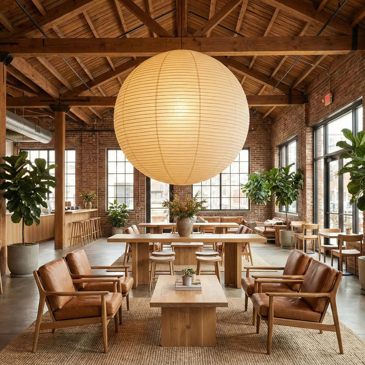 Akari A Pendant Light in paper for Kitchen Island by AUVIELIGHT