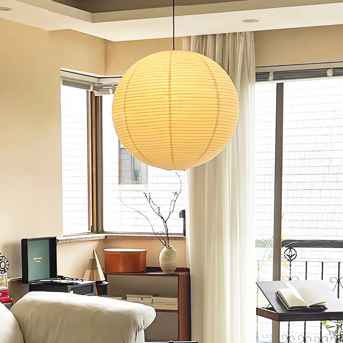 Akari A Pendant Light in paper for Kitchen Island by AUVIELIGHT