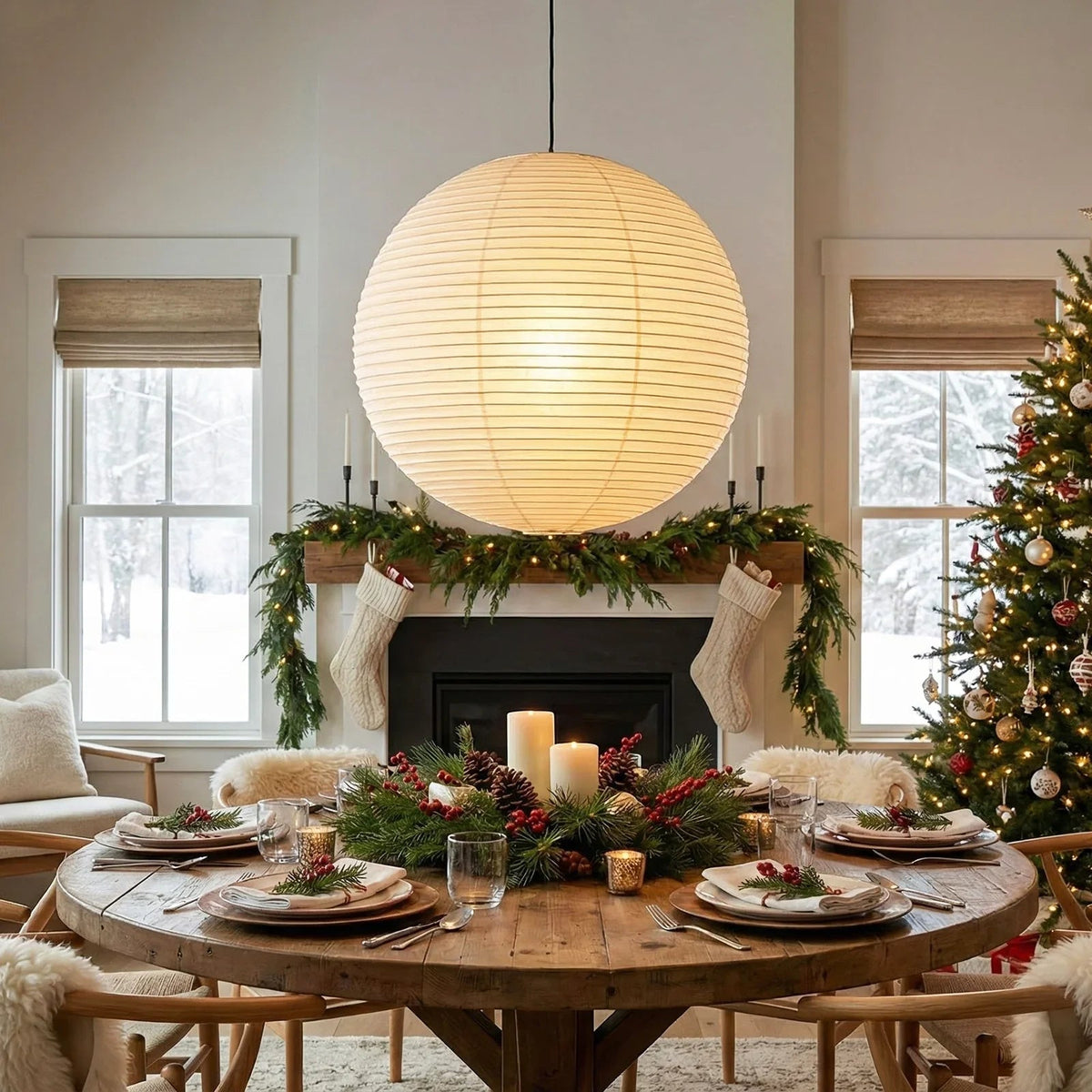 Akari A Pendant Light in paper for Kitchen Island by AUVIELIGHT
