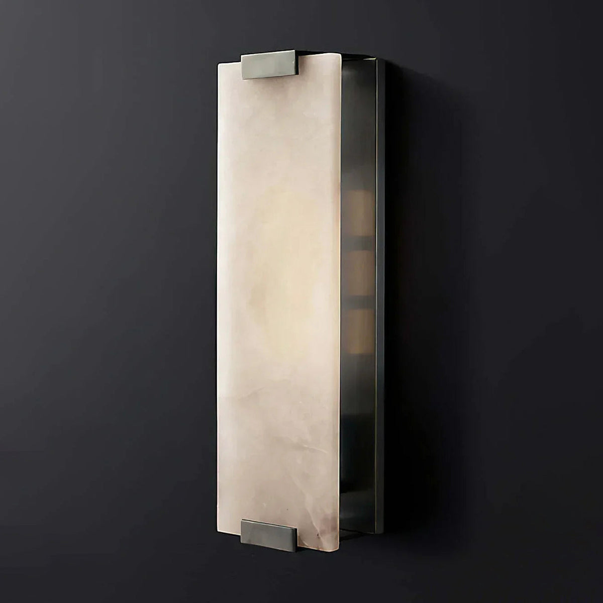 Roux Wall Light in alabaster for Hallway by AUVIELIGHT, Dia 15cm x H 47cm / ∅ 5.9″ x H 18.5″ / Black & White / Warm Light
