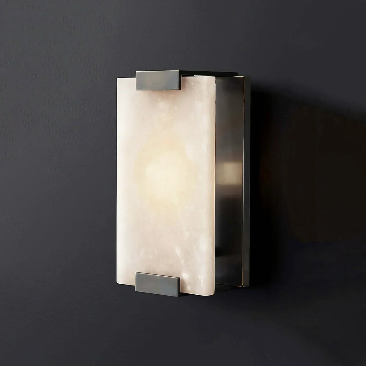 Roux Wall Light in alabaster for Hallway by AUVIELIGHT, Dia 15cm x H 27cm / ∅ 5.9″ x H 10.6″ / Black & White / Warm Light