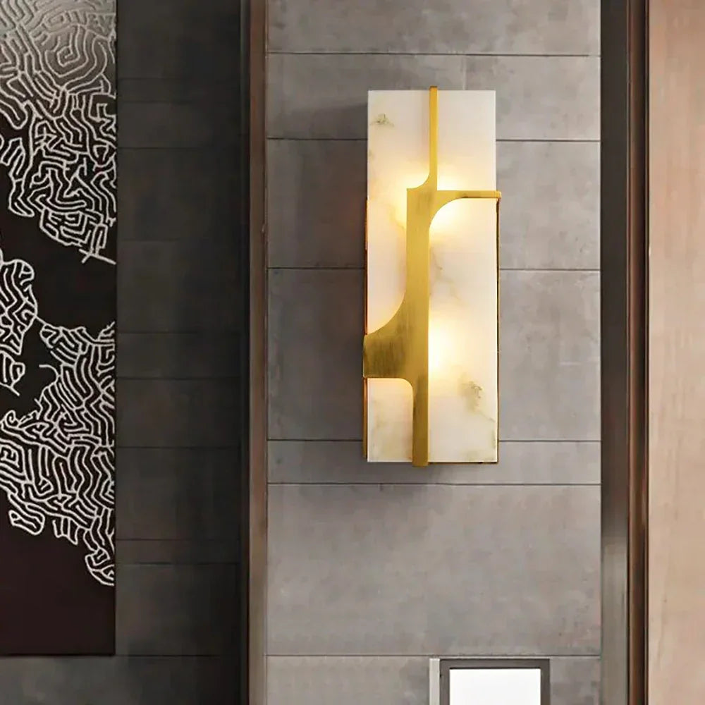 Ariel Wall Light in alabaster for Hallway by AUVIELIGHT