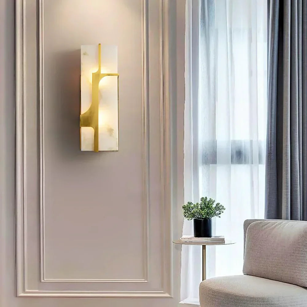Ariel Wall Light in alabaster for Hallway by AUVIELIGHT